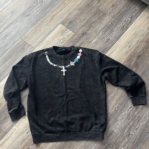 Black Sweater with Chain Detail
